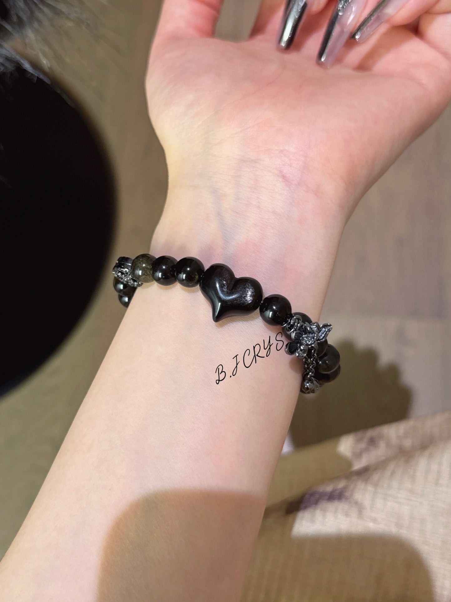 Gold Sheen Obsidian & Silver Sheen Obsidian Bracelet