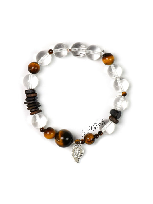 Yellow Tiger Eye & Clear Quartz Bracelet
