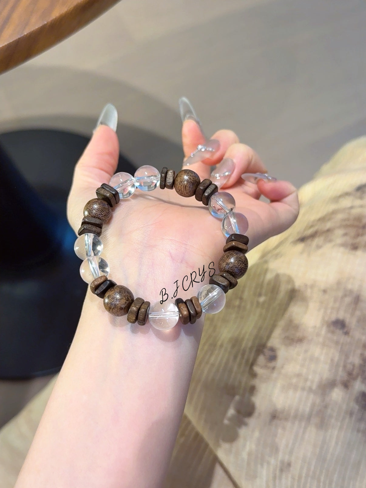 Clear Quartz & Agarwood Bracelet