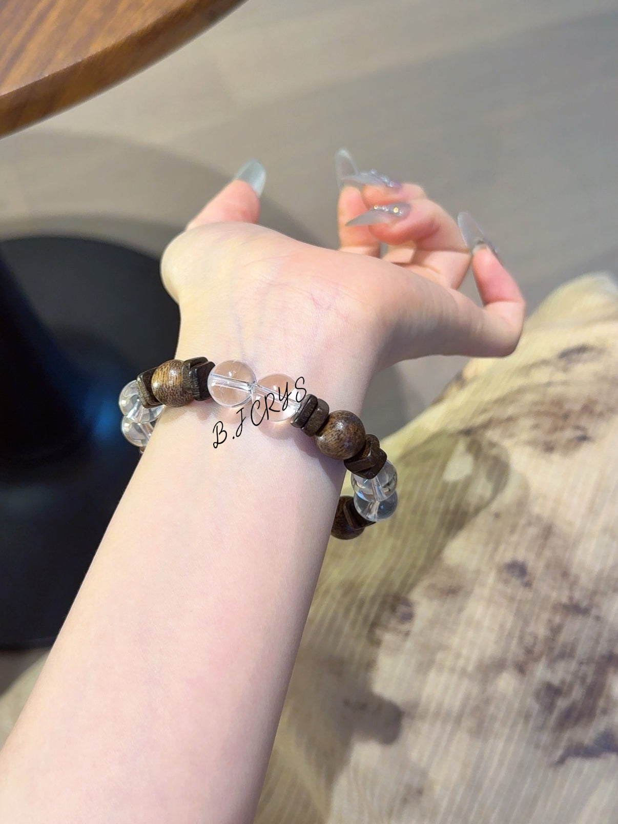 Clear Quartz & Agarwood Bracelet
