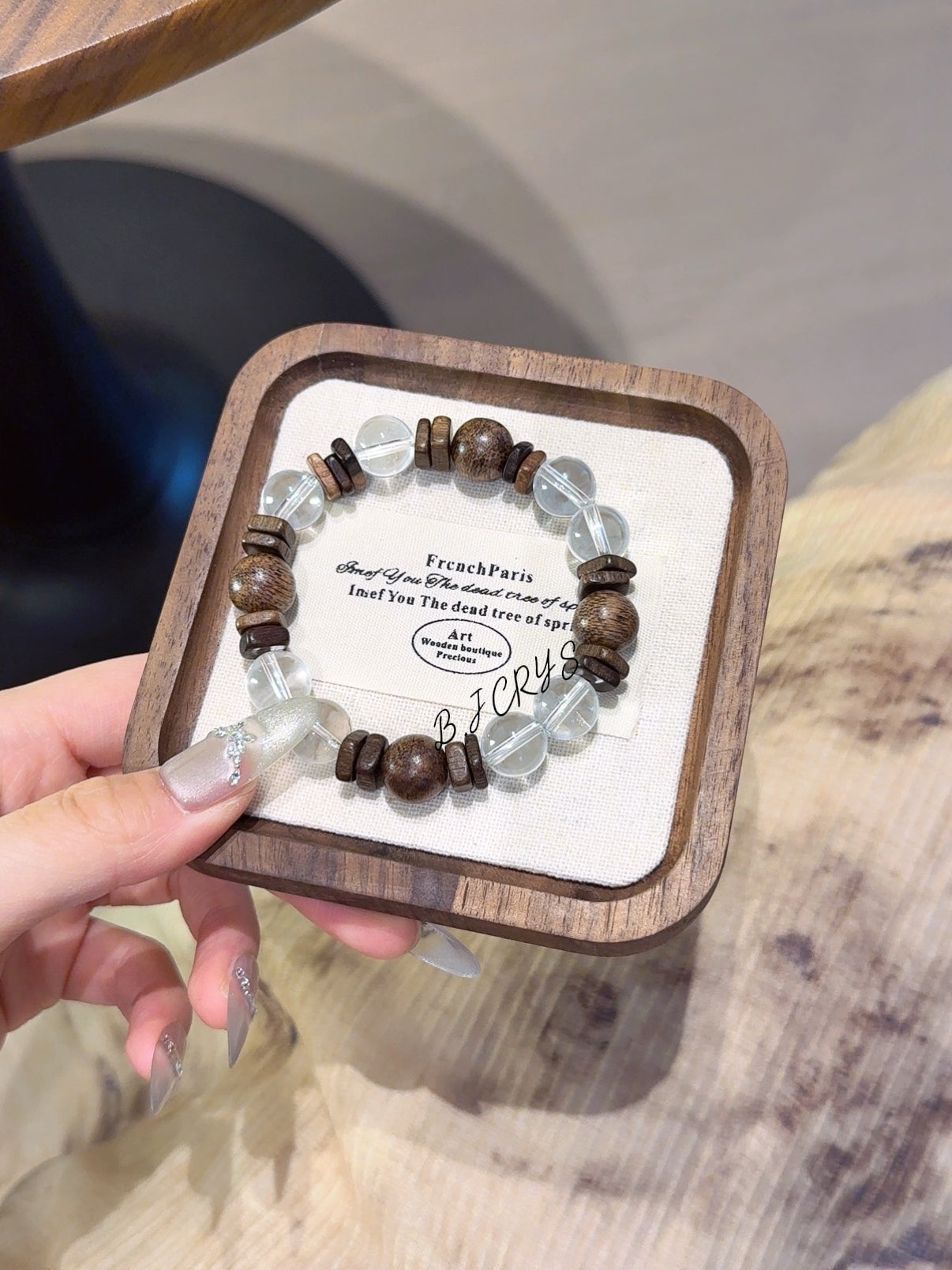 Clear Quartz & Agarwood Bracelet