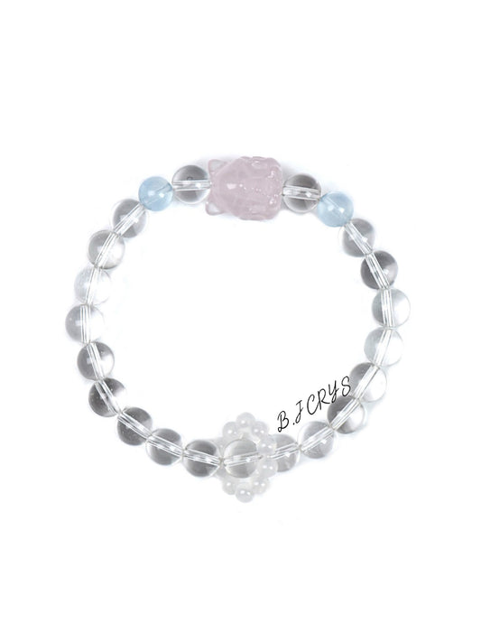 Clear Quartz & Rose Quartz Fox Bracelet