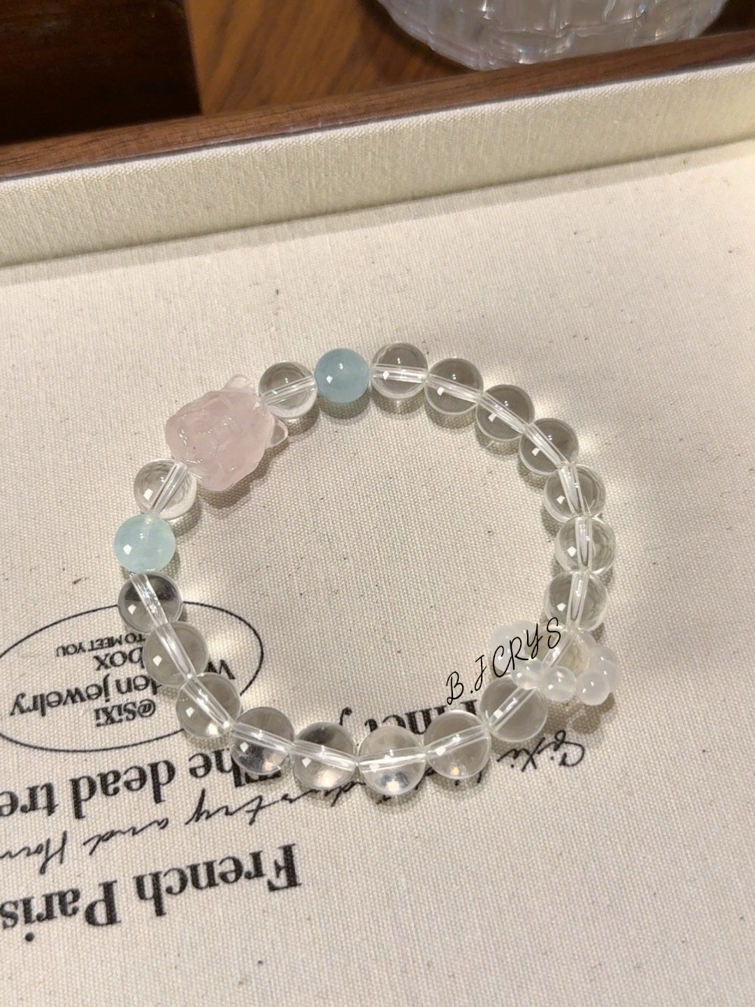 Clear Quartz & Rose Quartz Fox Bracelet
