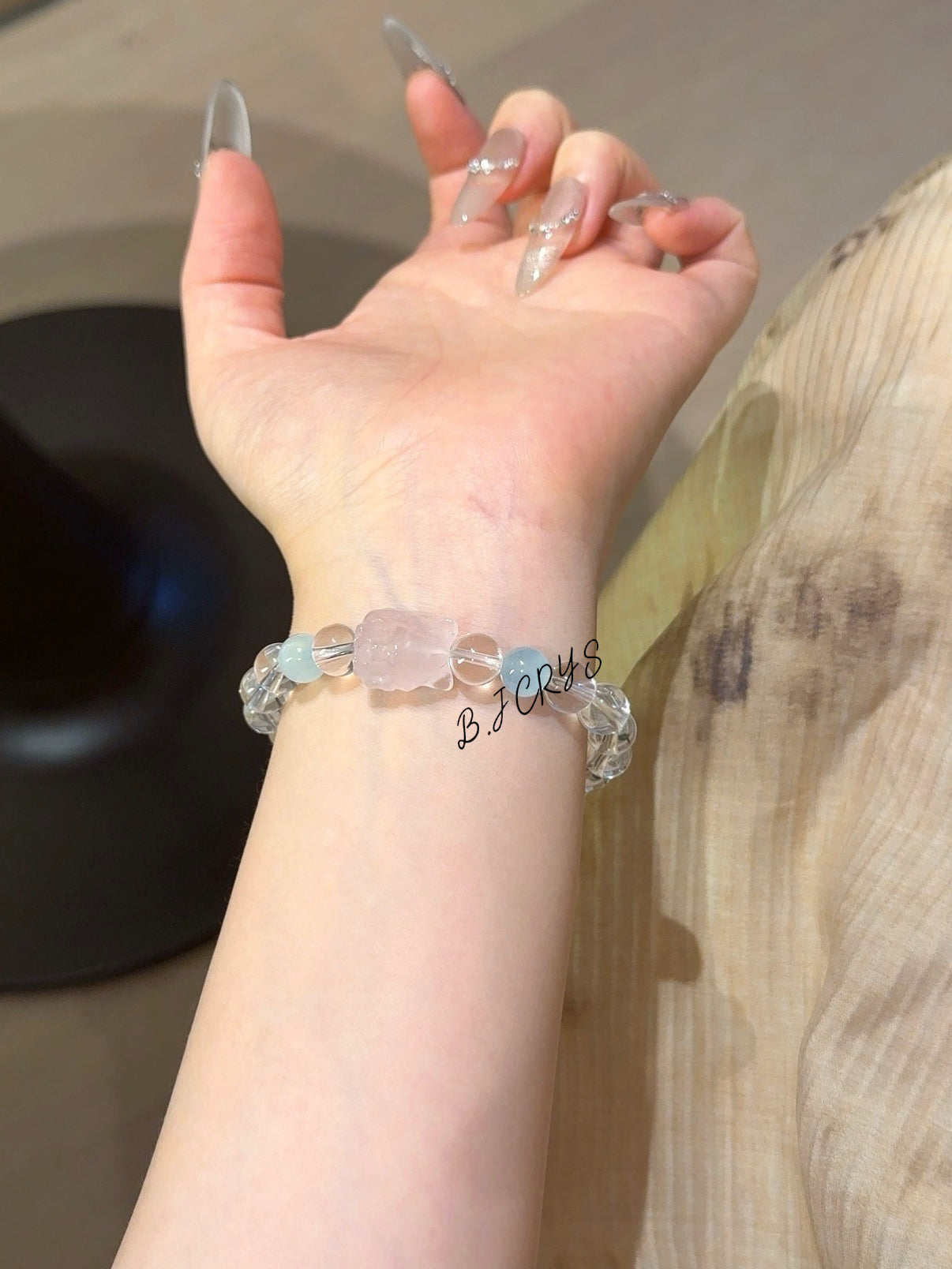 Clear Quartz & Rose Quartz Fox Bracelet