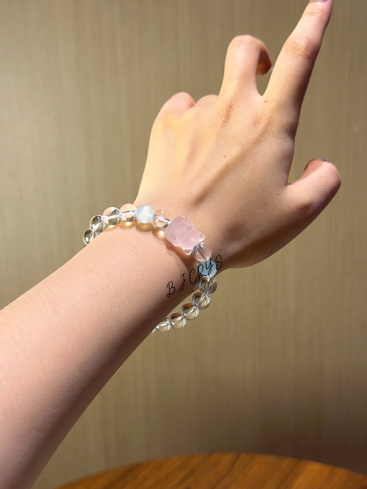 Clear Quartz & Rose Quartz Fox Bracelet
