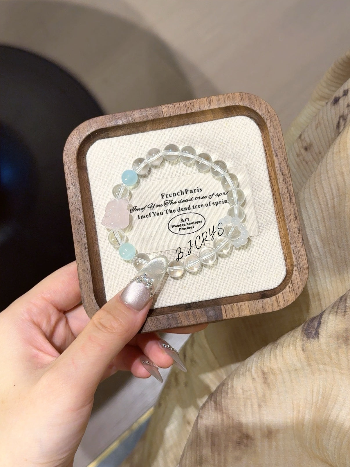 Clear Quartz & Rose Quartz Fox Bracelet