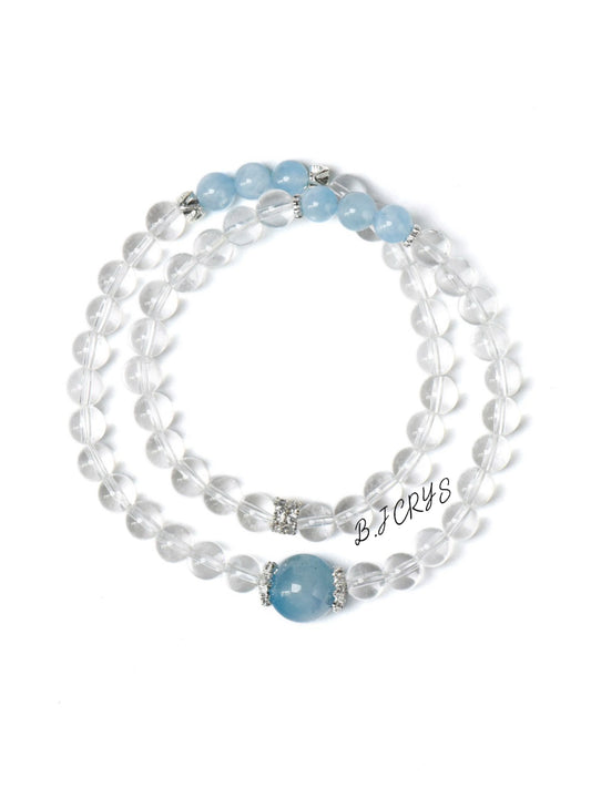 Clear Quartz & Aquamarine Multi-Layer Bracelet