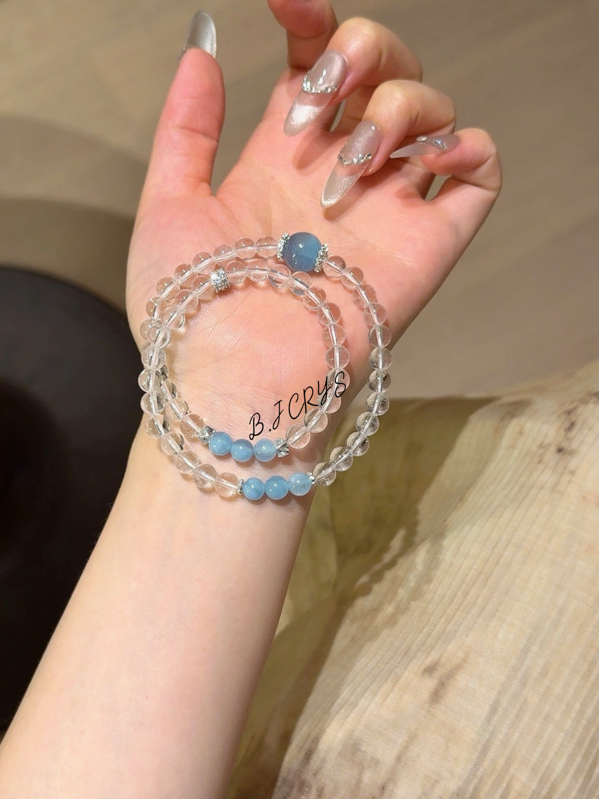 Clear Quartz & Aquamarine Multi-Layer Bracelet