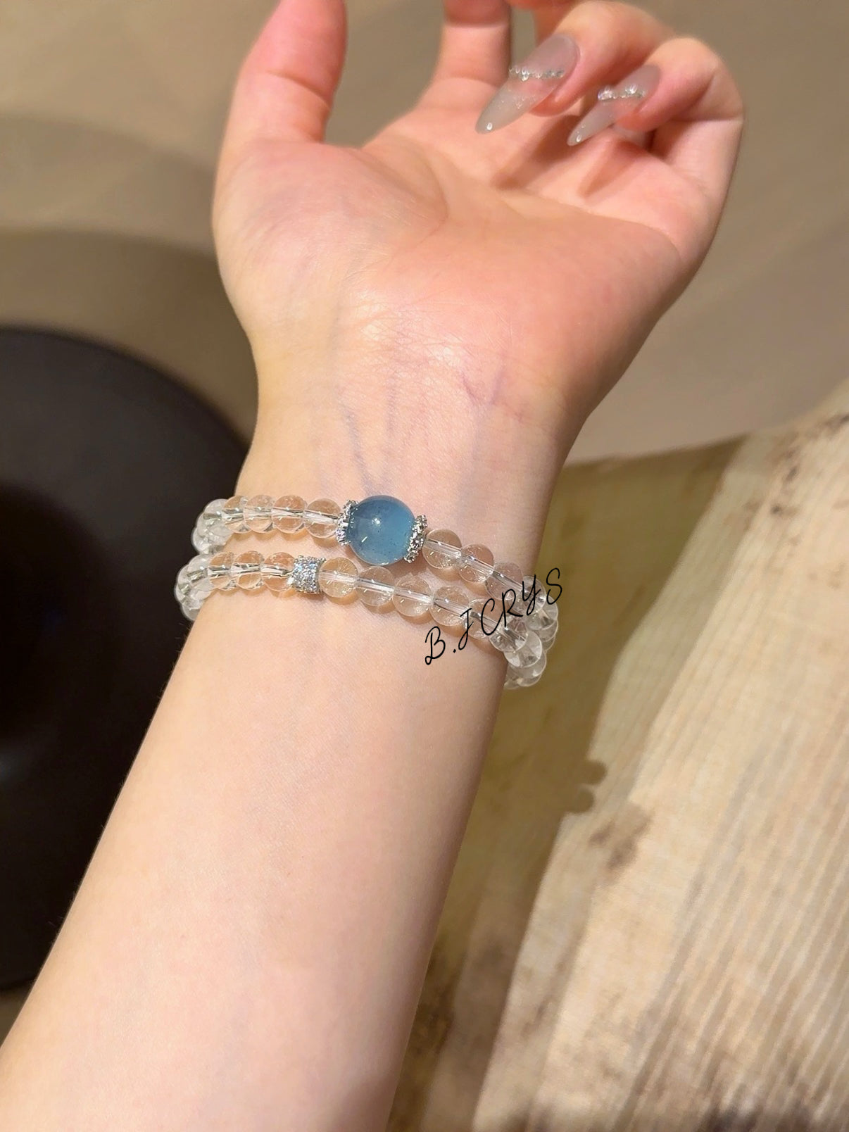 Clear Quartz & Aquamarine Multi-Layer Bracelet