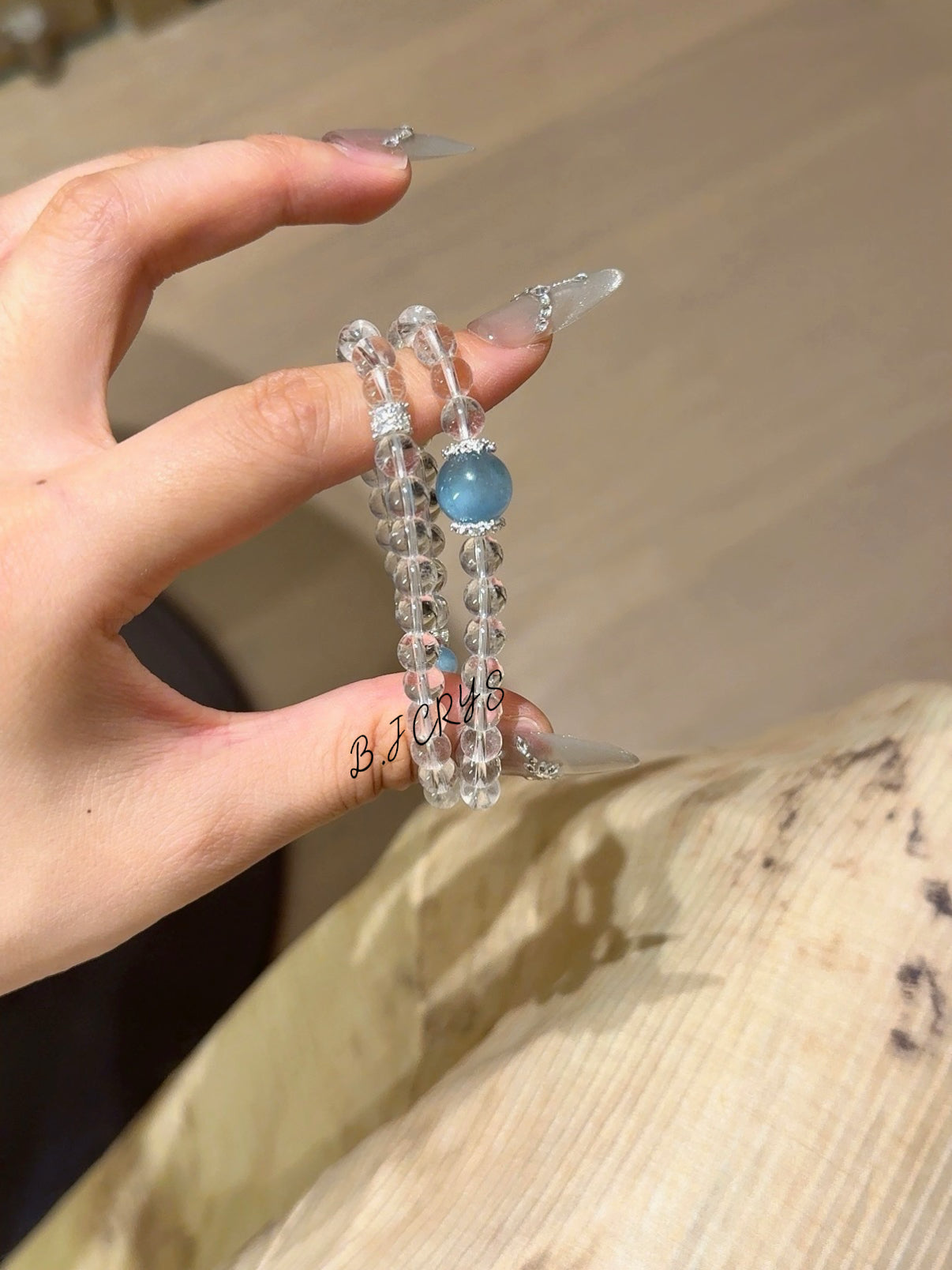 Clear Quartz & Aquamarine Multi-Layer Bracelet