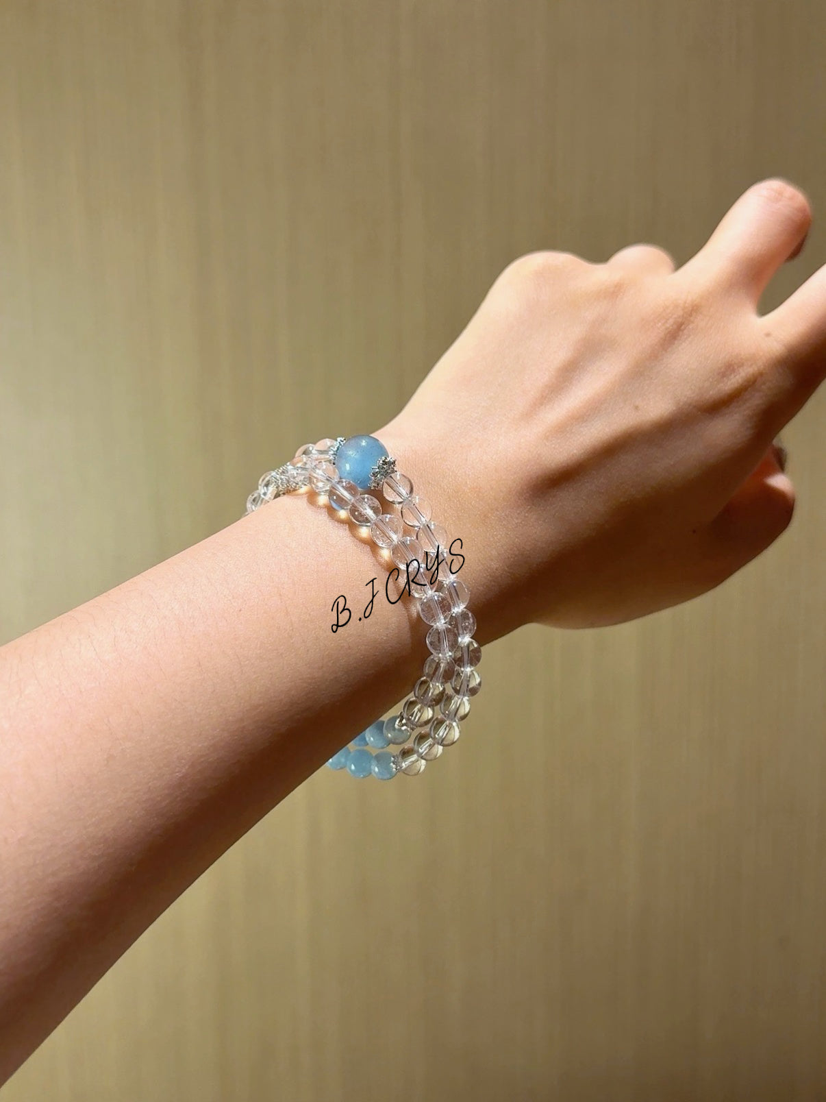 Clear Quartz & Aquamarine Multi-Layer Bracelet