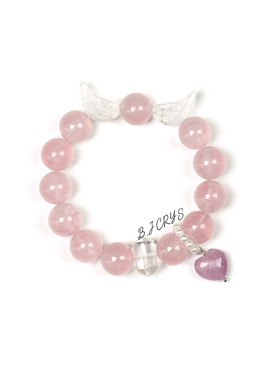 Rose Quartz & Clear Quartz Angel Wing Bracelet