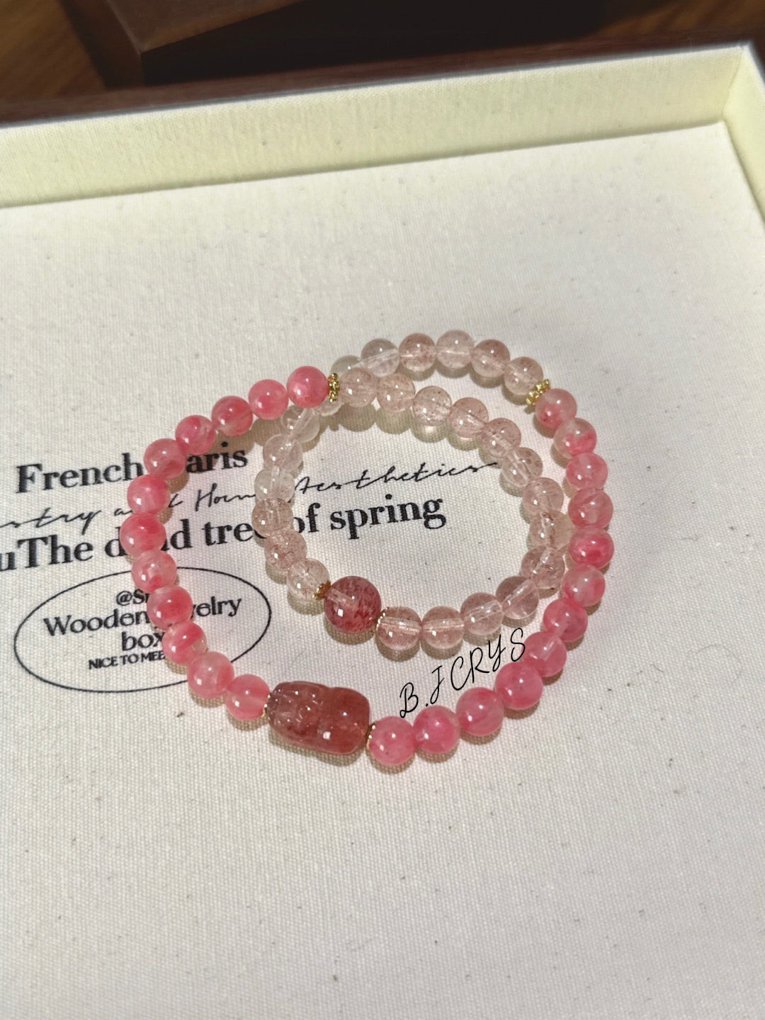Rhodochrosite & Strawberry Quartz Bracelet
