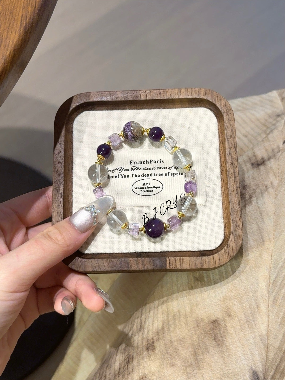 Amethyst & Clear Crystal & Charoite Bracelet