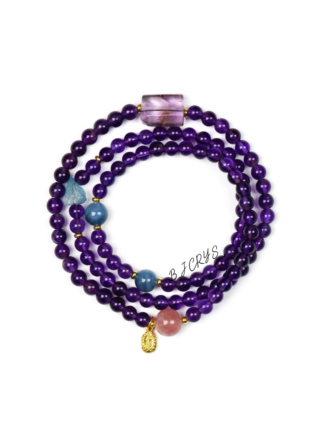 Amethyst Aquamarine Rose Quartz Bracelet