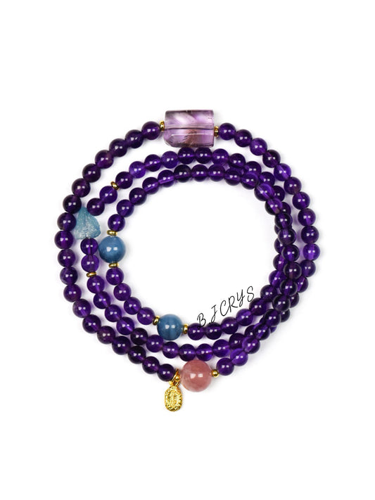 Amethyst Aquamarine Rose Quartz Bracelet