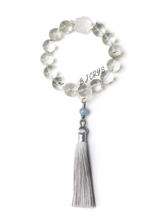 Green Phantom & Clear Quartz Rose Bracelet