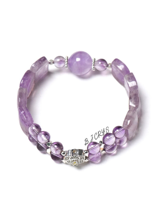Purple Rutilated Quartz & Amethyst Bangle