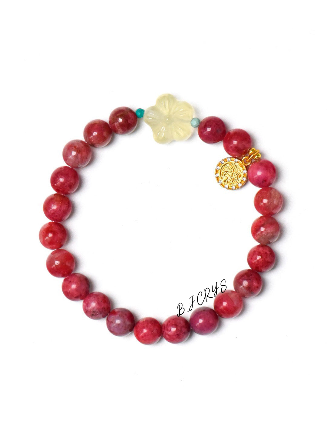 Rhodochrosite, Turquoise & Citrine Flower Bracelet