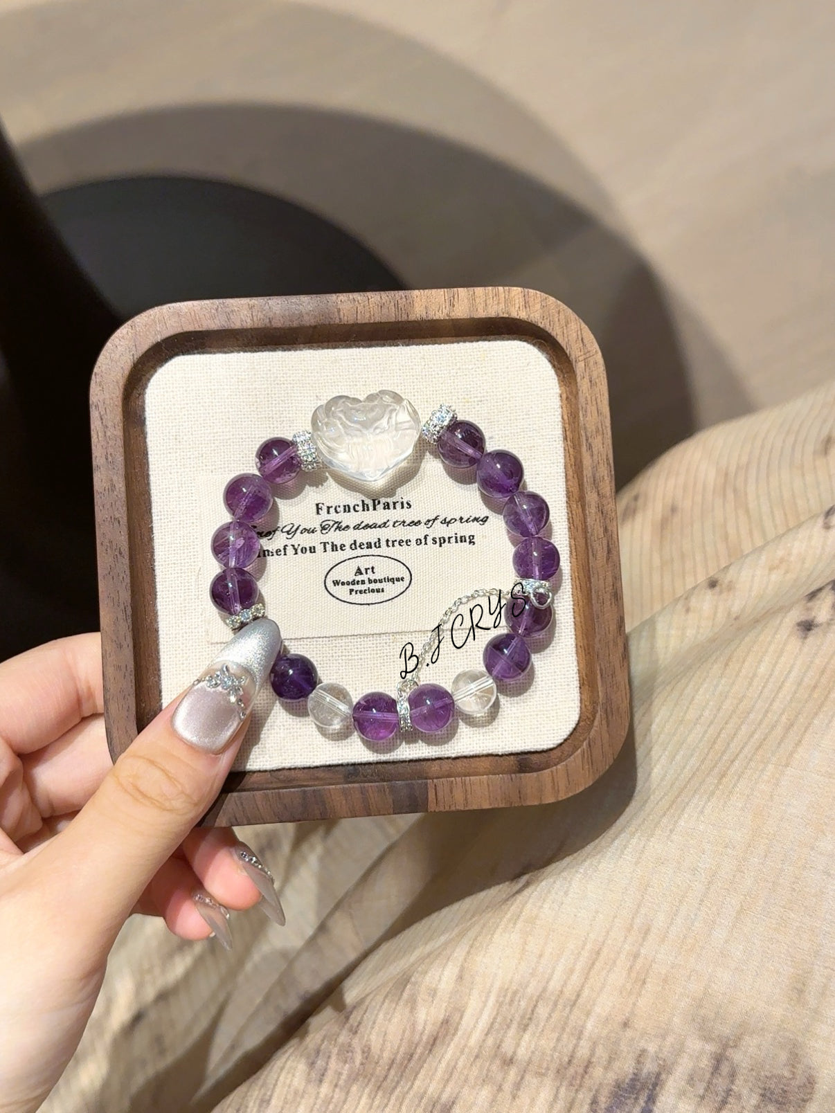 Amethyst & Clear Crystal Fox Bracelet