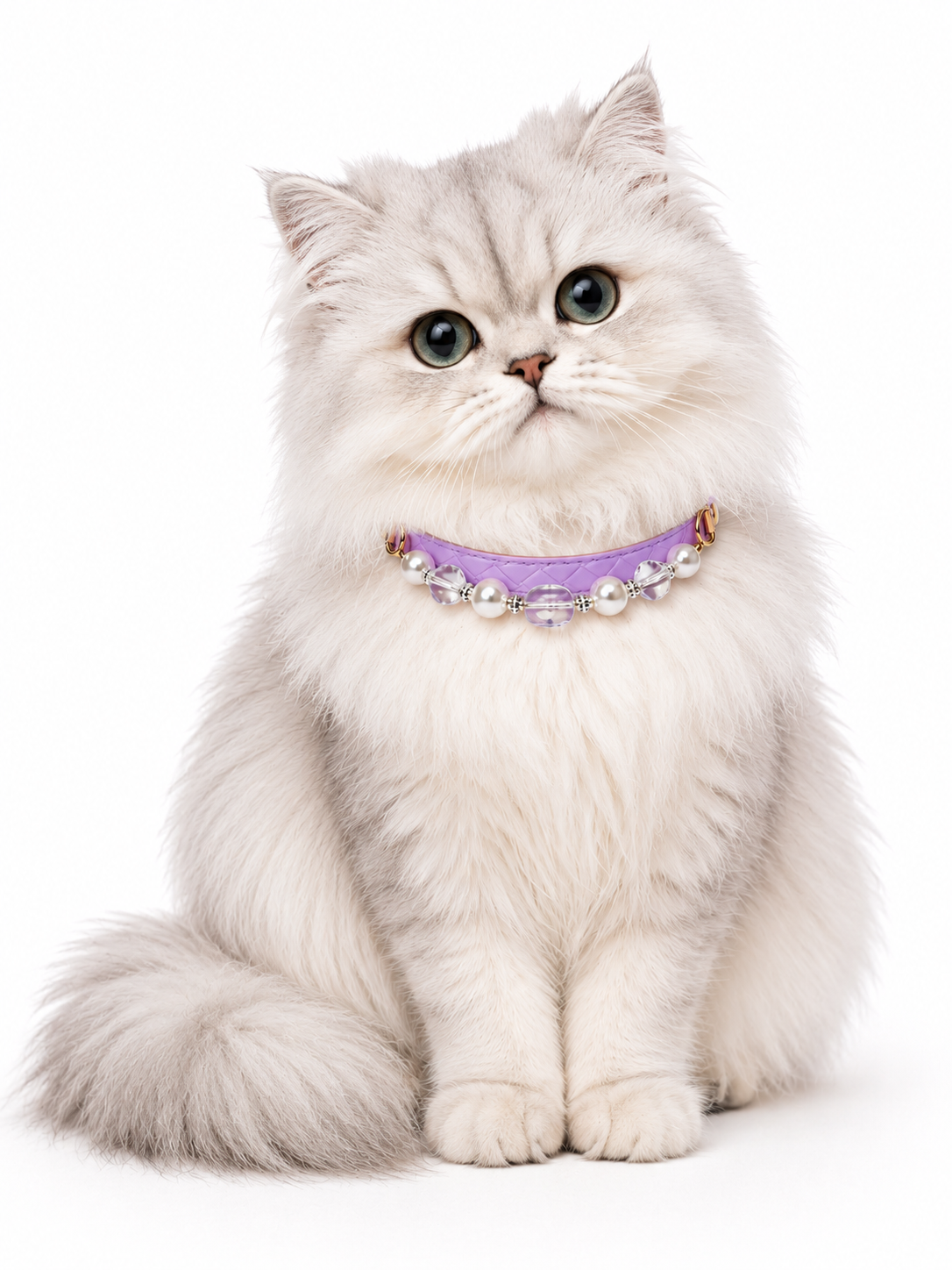 Clear Quartz & Pearl Energy Healing Pet Collar