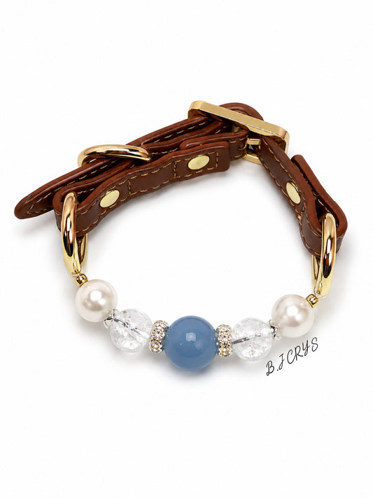 Aquamarine Azeztulite Pearl Pet Collar