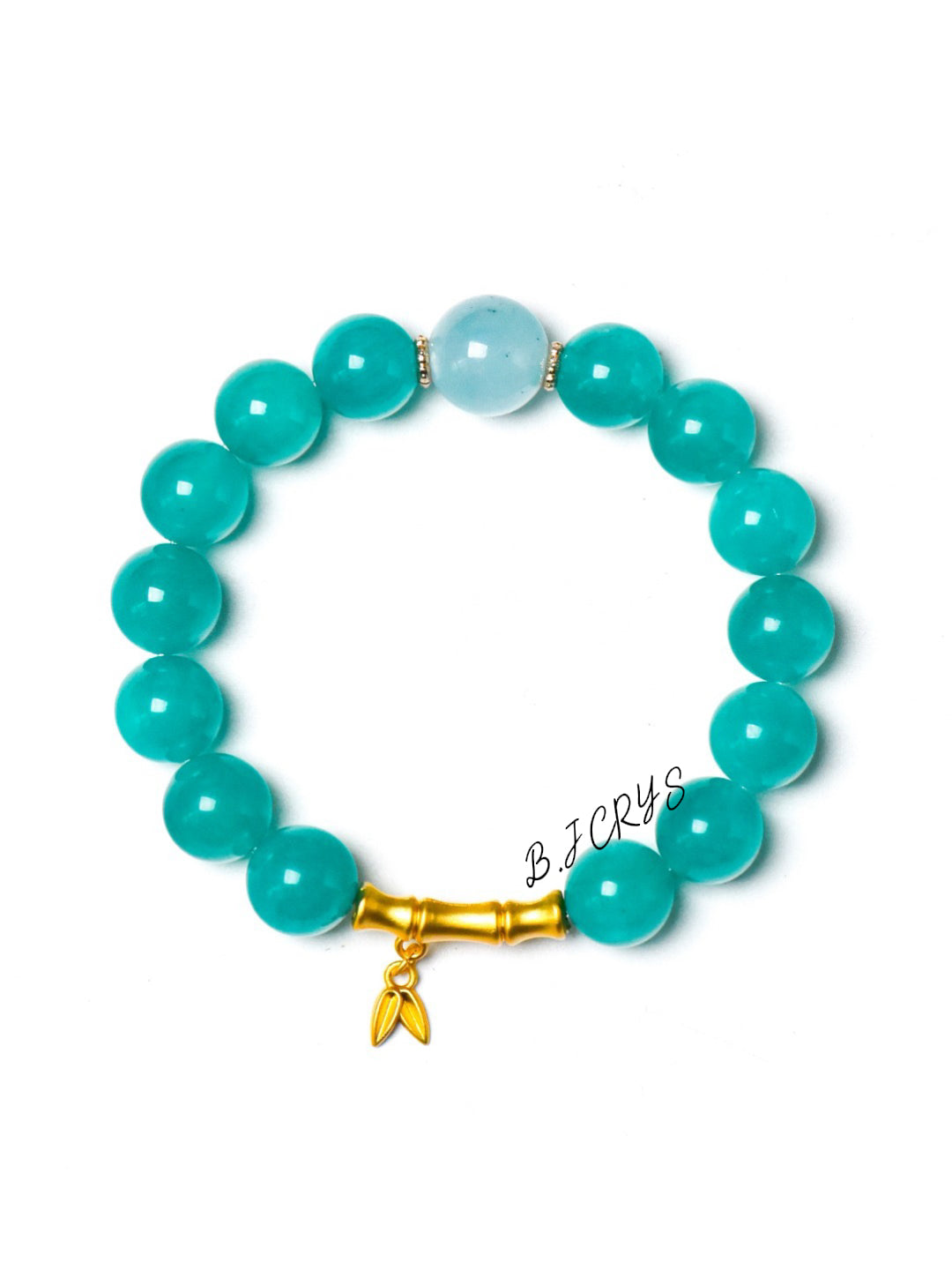Amazonite & Aquamarine Alloy Bamboo Bracelet