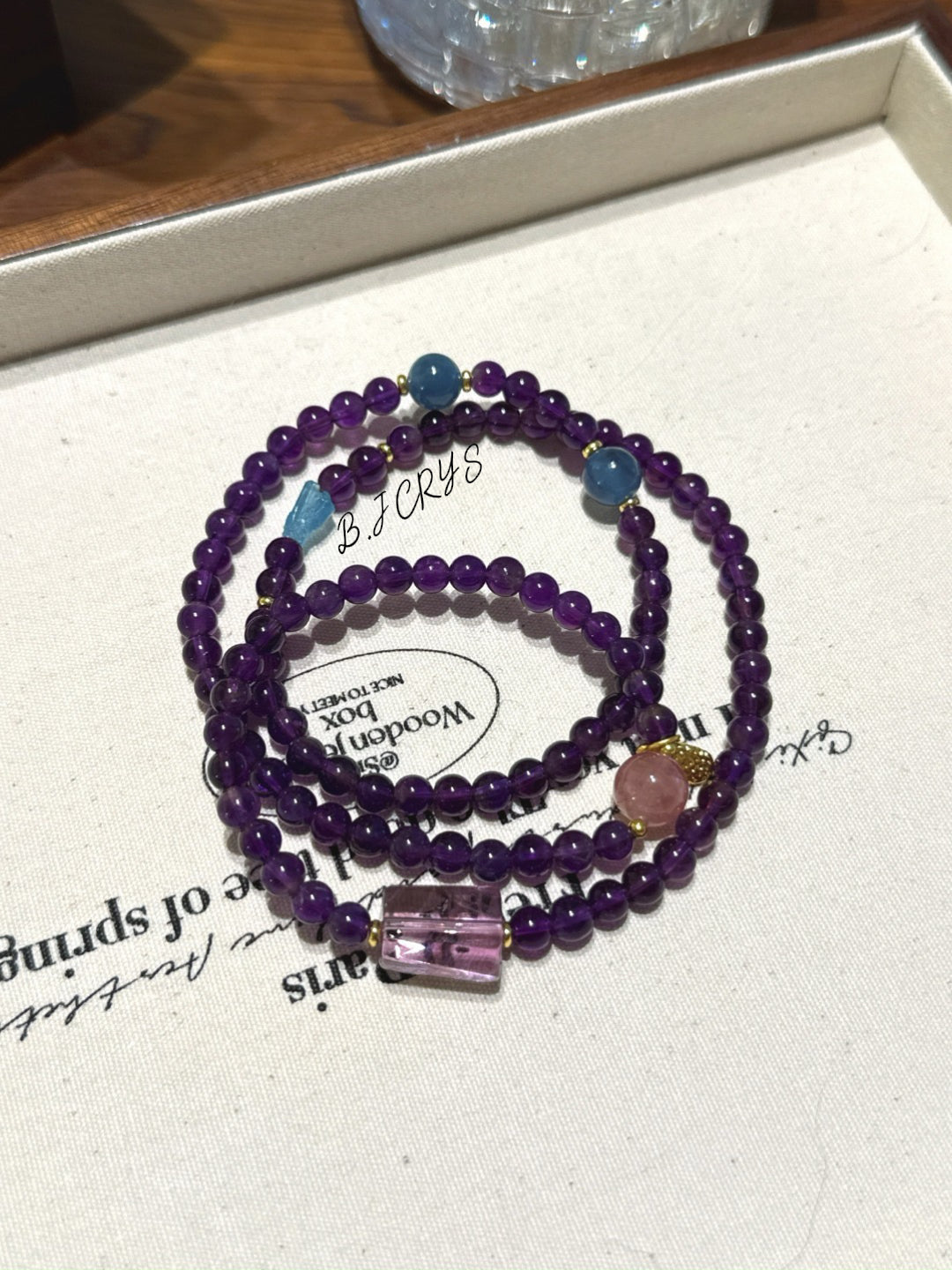 Amethyst Aquamarine Rose Quartz Bracelet