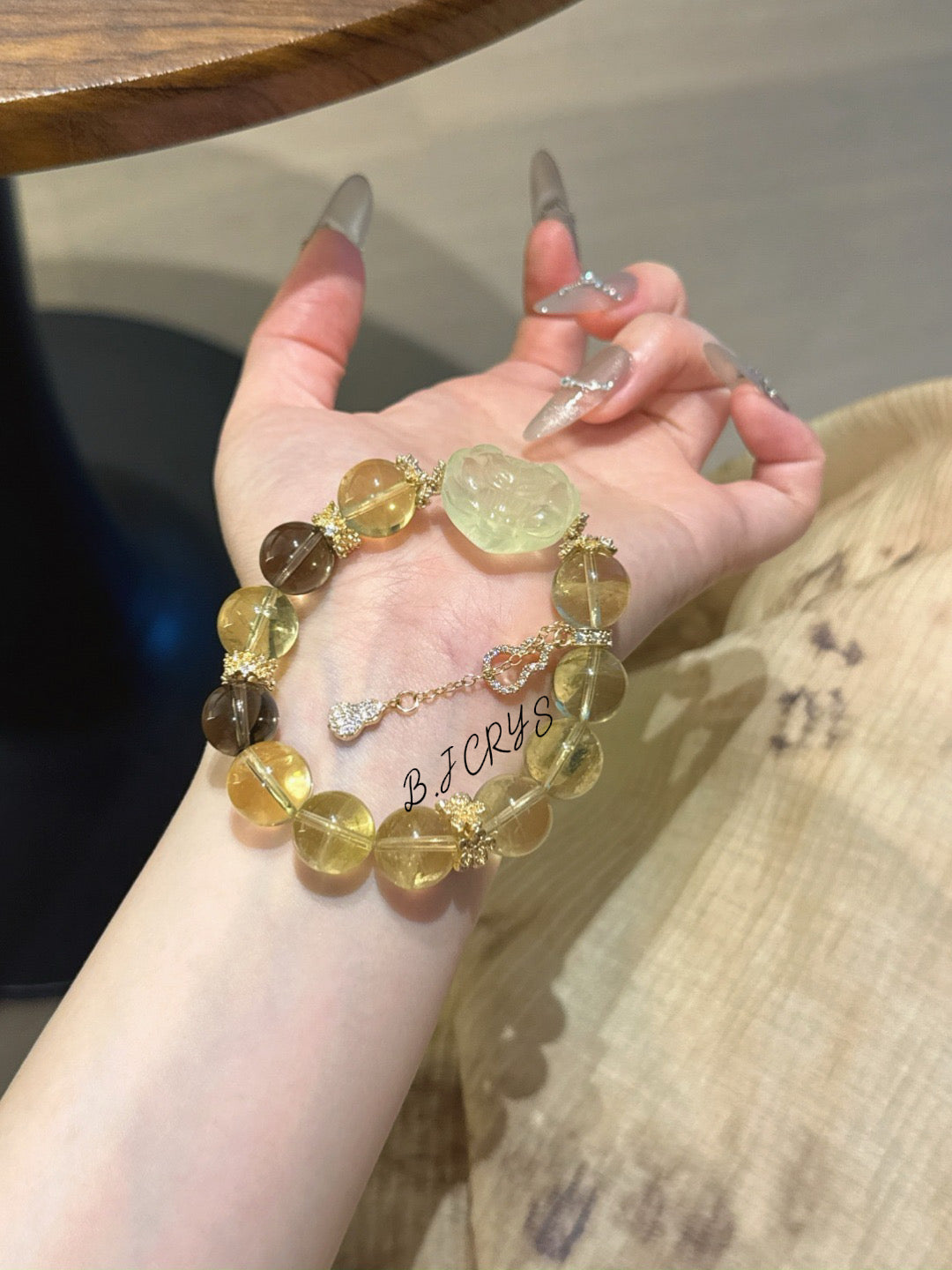 Citrine & Smoky Quartz Heart Fox Bracelet