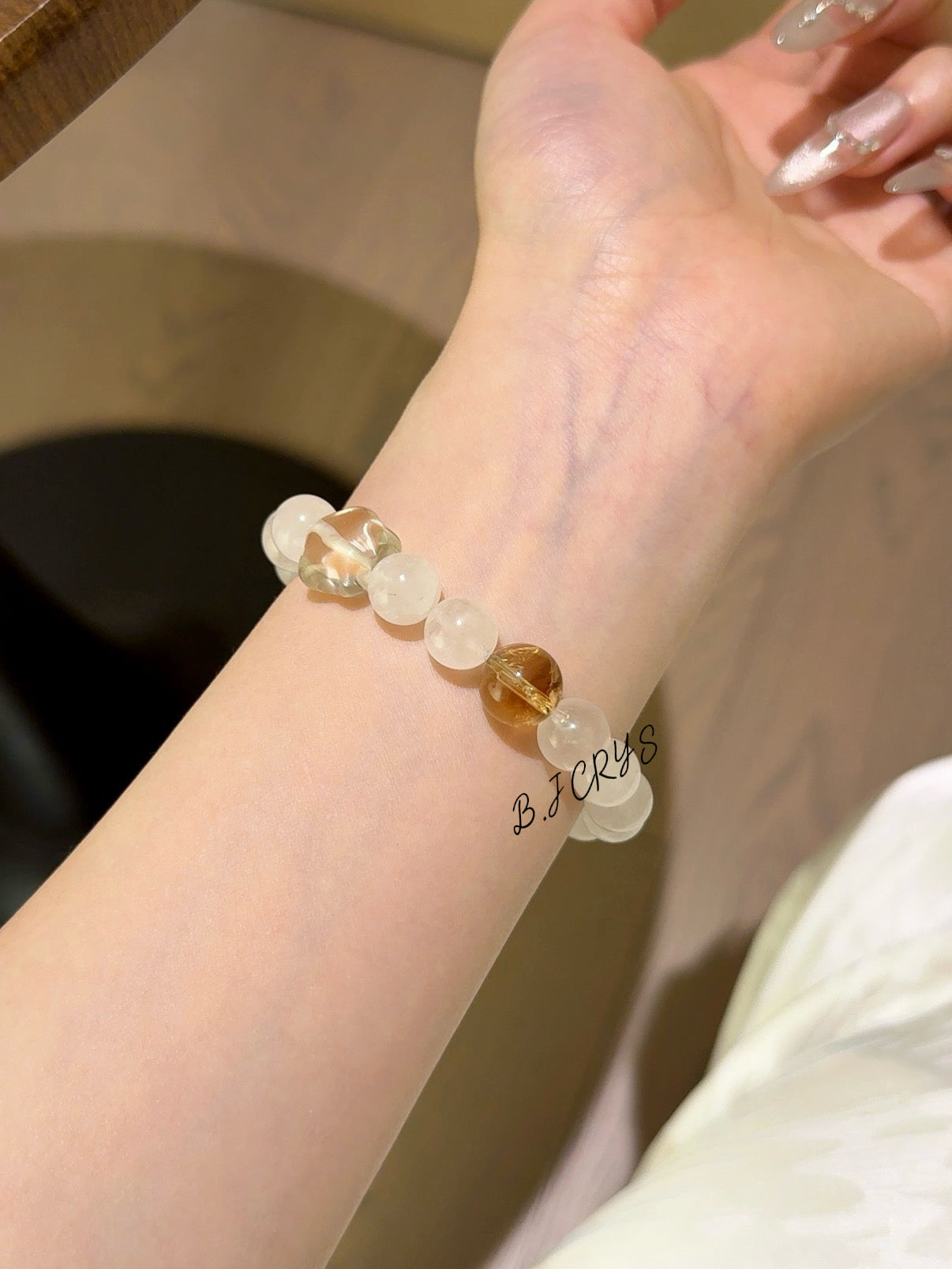 Blue Moonstone, Yellow Tower Crystal & Citrine Star Bracelet