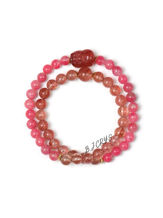 Rhodochrosite & Strawberry Quartz Bracelet