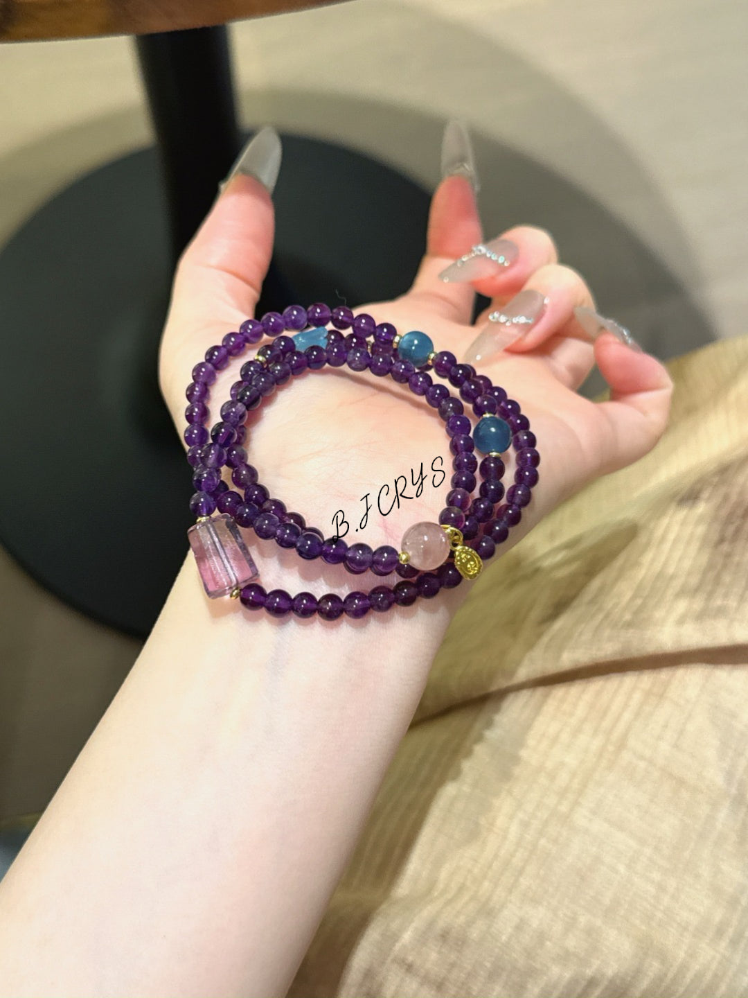 Amethyst Aquamarine Rose Quartz Bracelet
